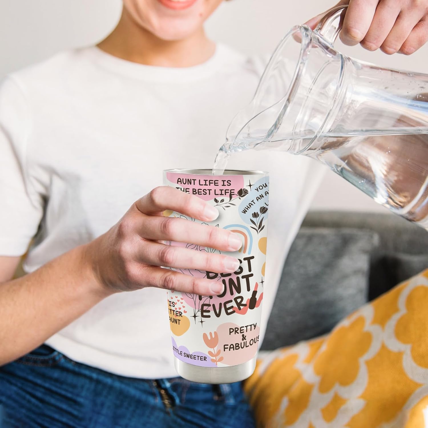 Best Aunt Ever 20oz Travel Coffee Mug Tumbler, Best Aunt Ever Auntie Gifts for Christmas from Niece Nephew, Aunt Birthday Gift Ideas, Auntie Water Stainless Steel Tumbler with Lid and Straw - Image 4