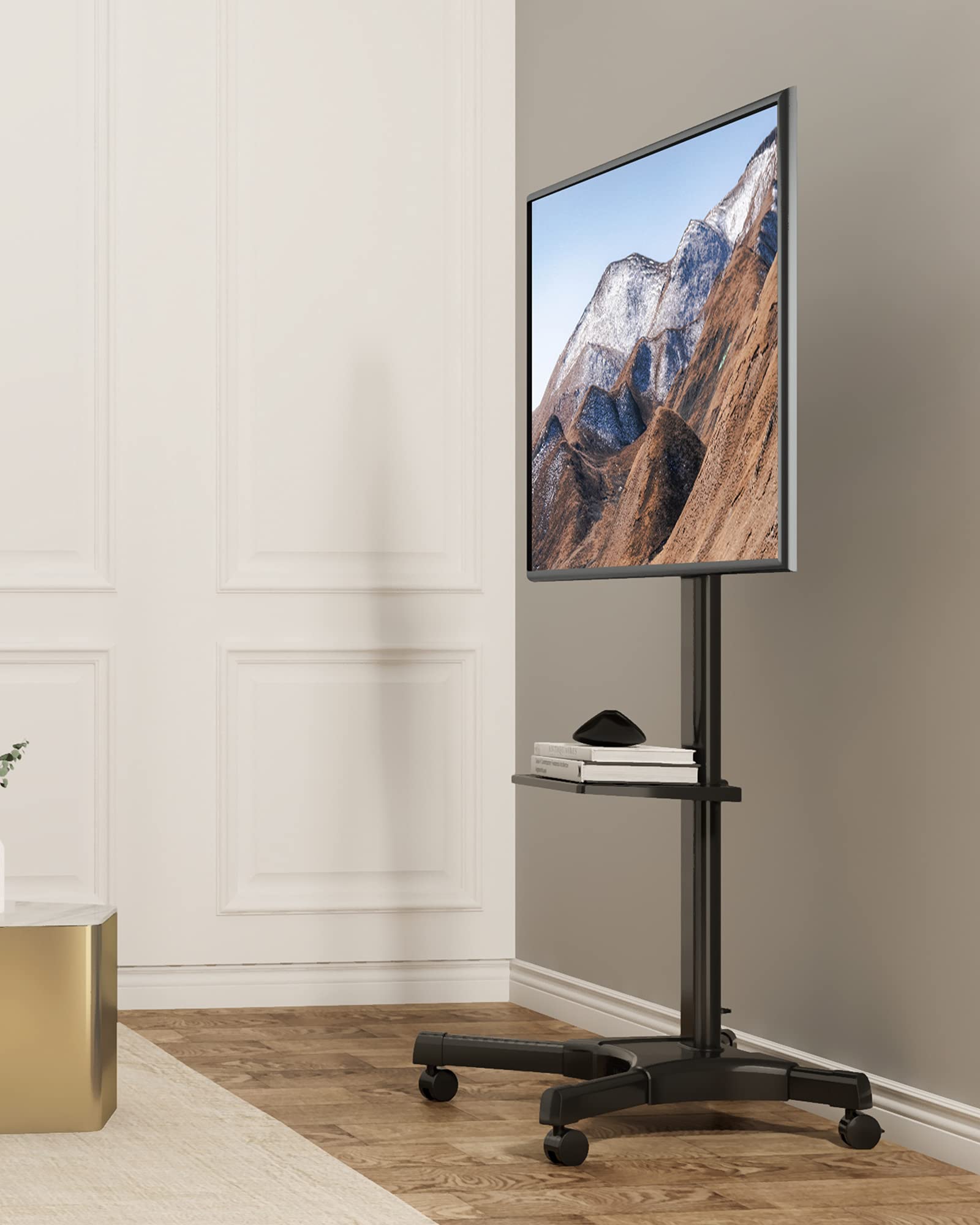 Tall Mobile TV Stand with Wheels FITUEYES Rolling TV Cart for 3270