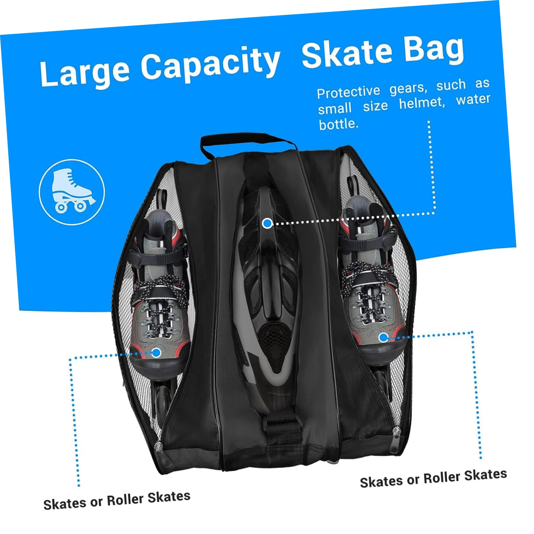 Borsa per Scarpe da Pattinaggio Cerniera Oxford Nero 2 Pezzi, Facile da Pulire, per Uso Esterno, Design Semplice e Funzionale