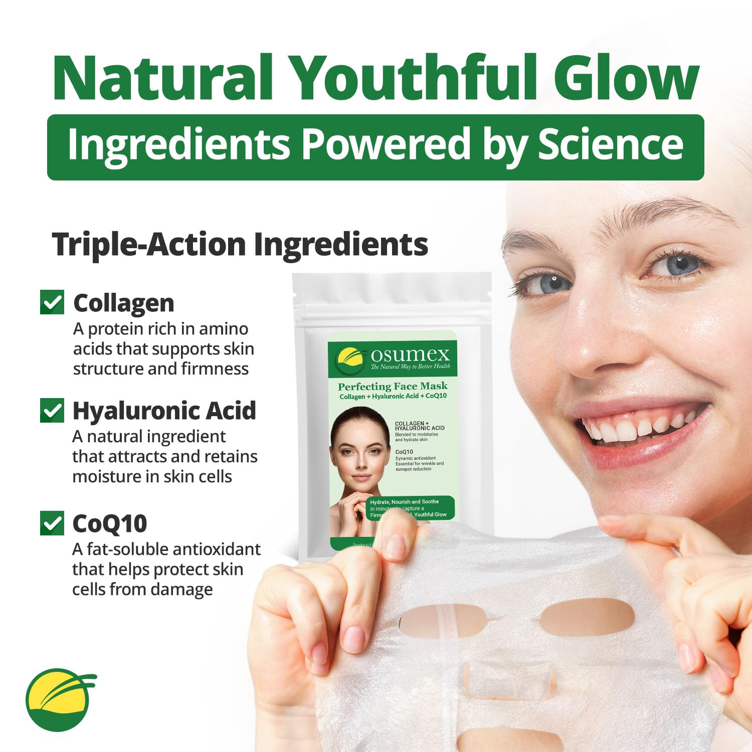 Perfecting Face Mask 3 Pack (New and Improved Formula) - Hydrating Collagen Face Masks, Moisturizing Face Mask, Sheet Face Masks, Anti Aging for Dry Skin, Sheet Masks Skincare