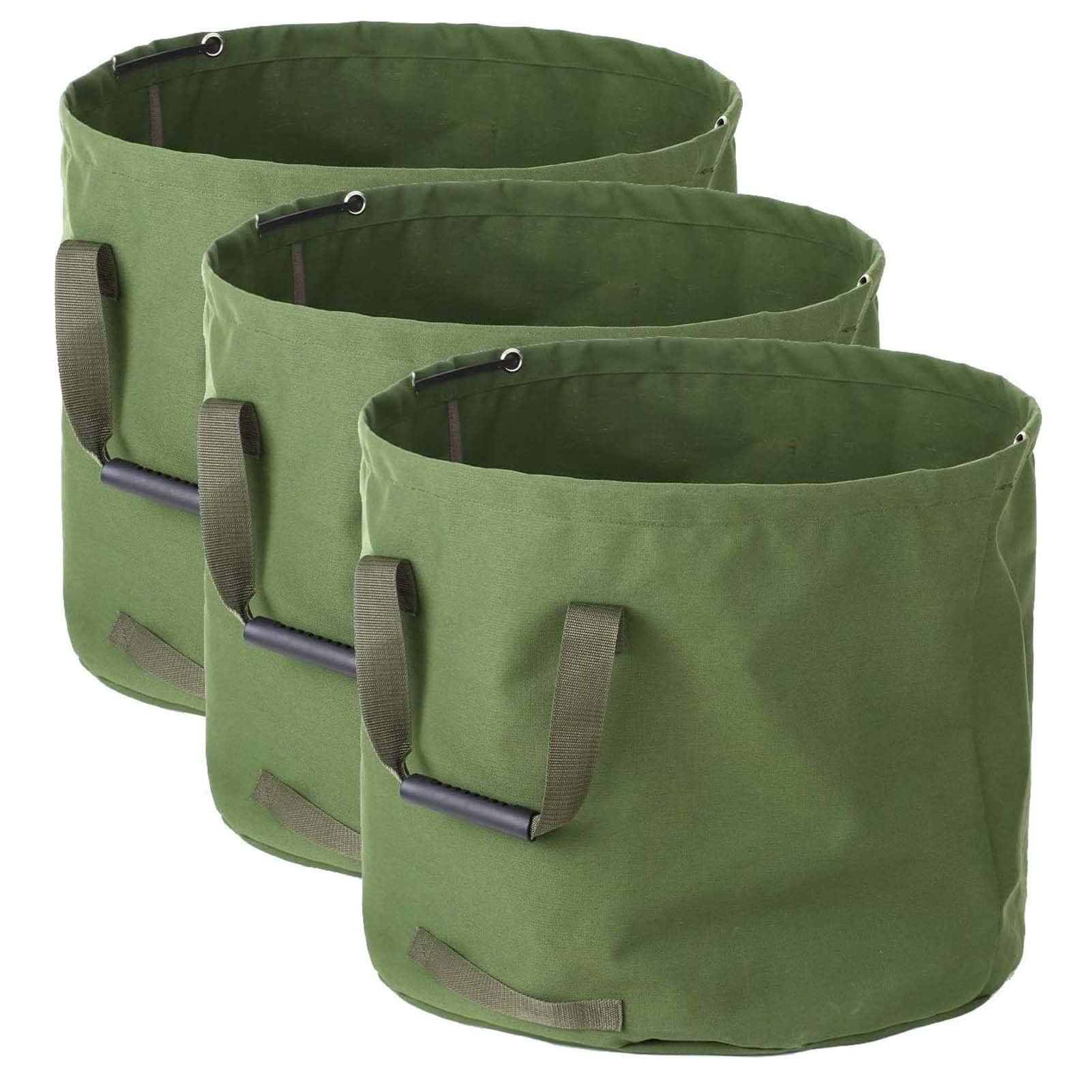 Sacchi per Rifiuti da Giardino 3x33 Gallons, 125L Sacco per Rifiuti da Giardino, Sacco da Giardino con Manici, Riutilizzabile Sacchetti per Rifiuti - Tessuto Oxford