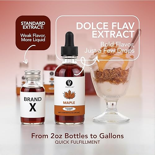 Miniatura 6 de Dolce Flav Extracto de arce  2 onzas soluble en agua multiusos saborizante ideal para productos horneados, bebidas, café, postres y helados, regalo