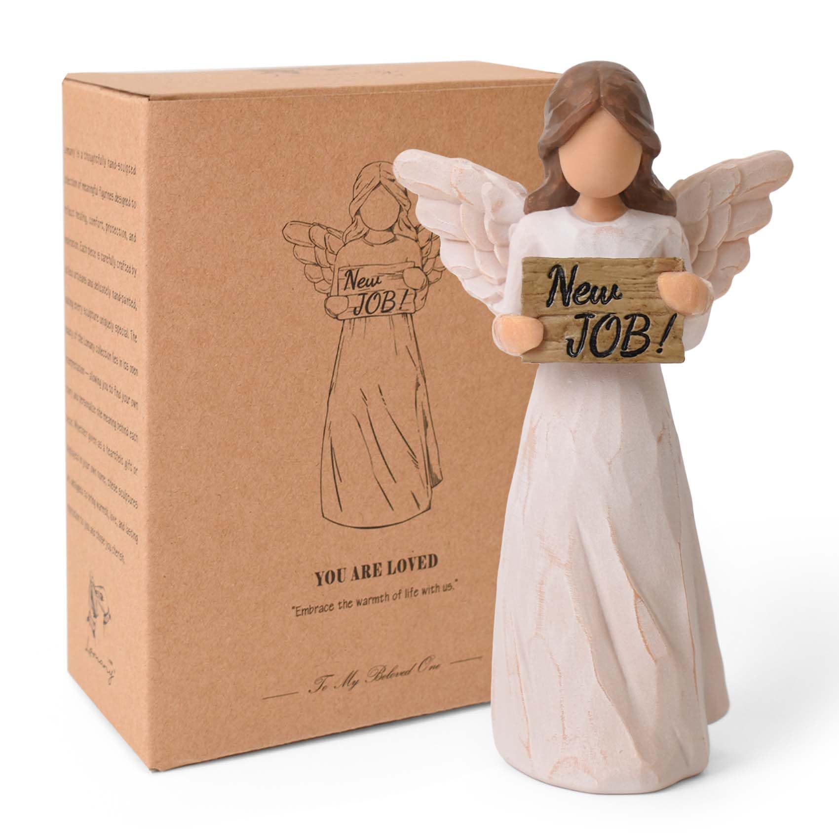 NANAOUS New Job Gifts for Women, Congratulations Gift, Angel Figurines Holding New Job Sign, Farewell Goodbye Gift for Coworkers, Office Desk Decorative Keepsake — image 1