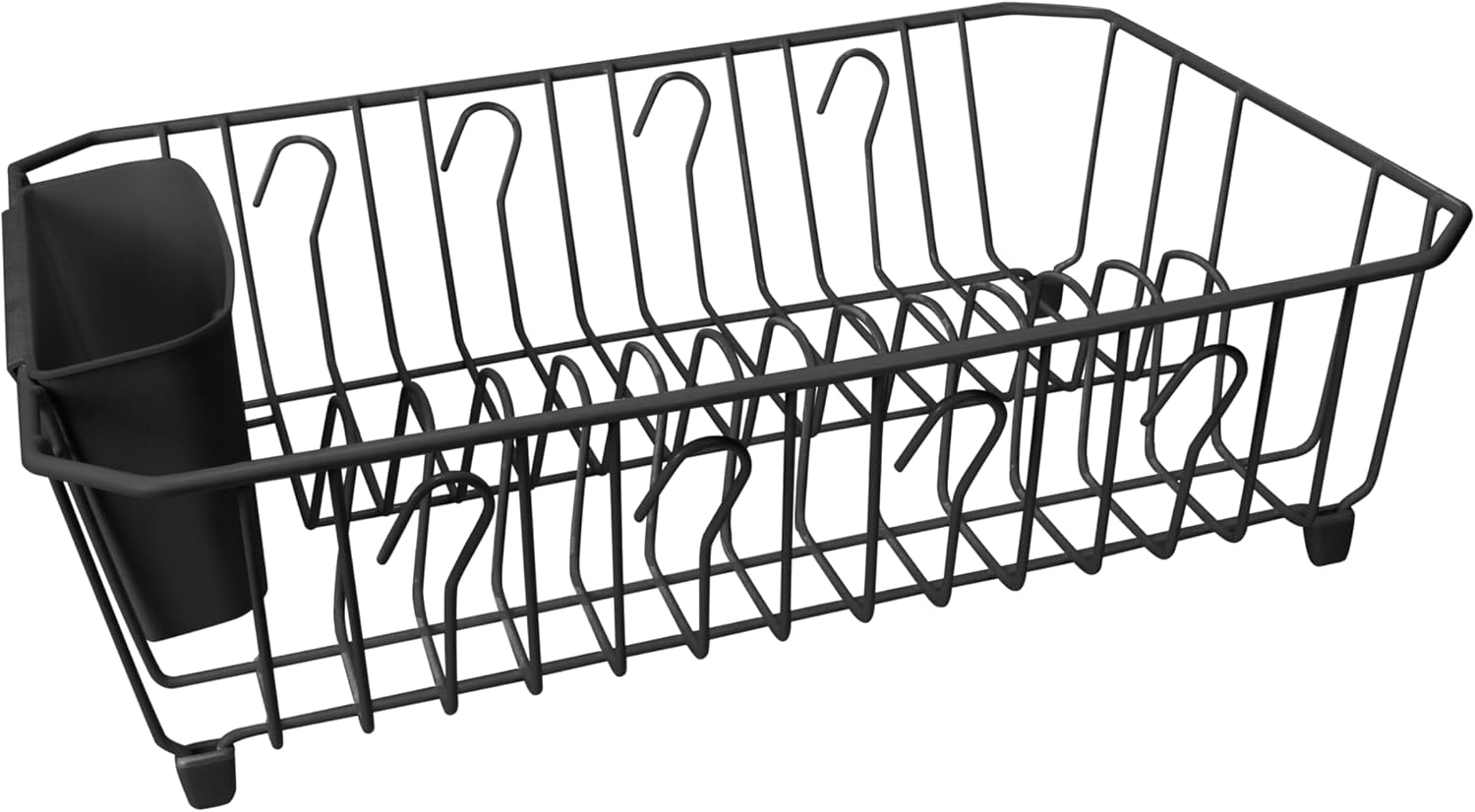 Kitchen Details Dish Rack with Cutlery Basket | Hold up 13 Dishes| Mugs | Plates | Bowls | Kitchen Accessories | Wide Cutlery Basket | Grey