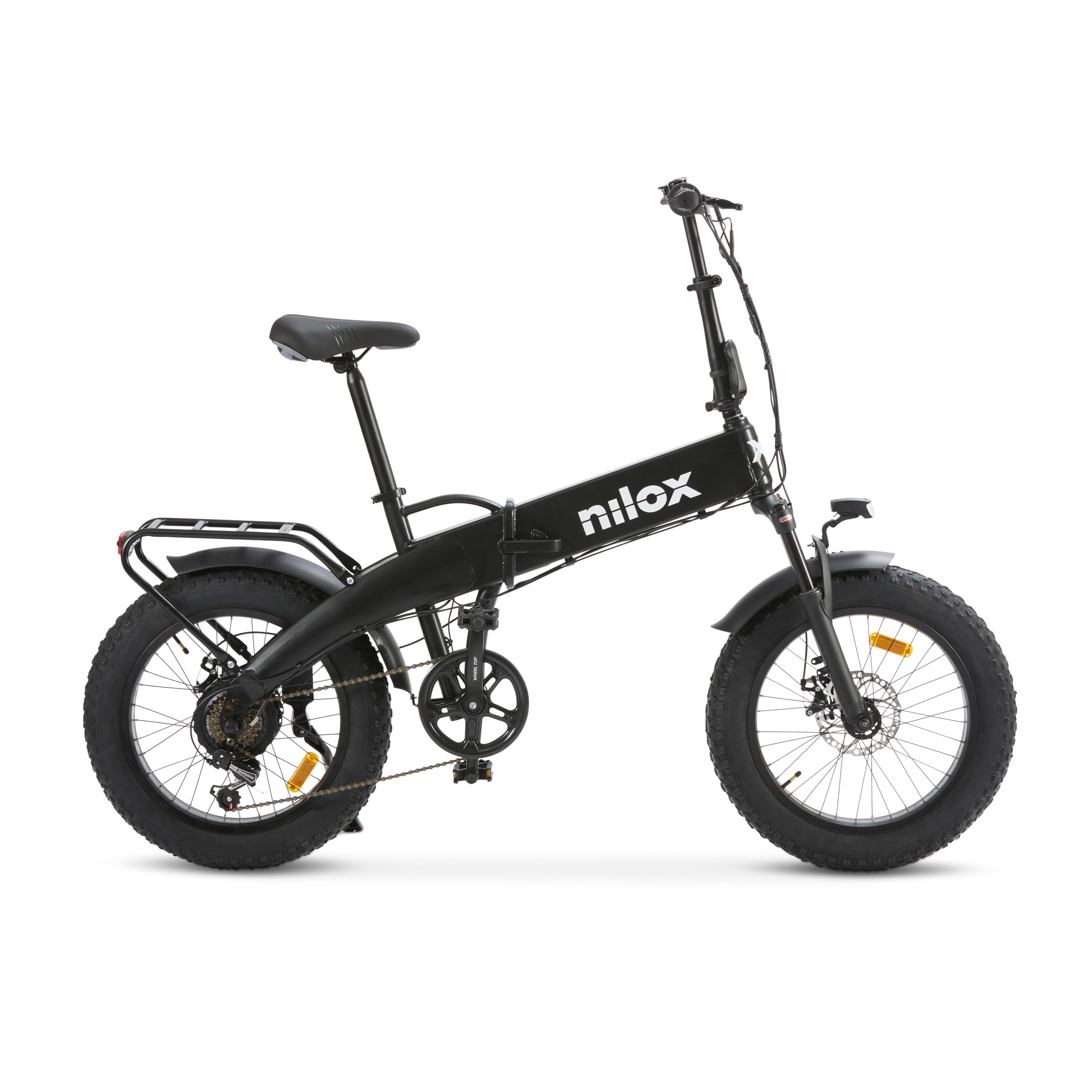 Nilox, Ebike X10 Ultra, Bici Elettrica Pieghevole, Fino a 90 km di Autonomia, Fino a 25 Km/h, Motore da 48 V/250 W e Batteria 48 V-13 Ah, Gomme FAT 20" x 4", Cambio a 6 Velocità