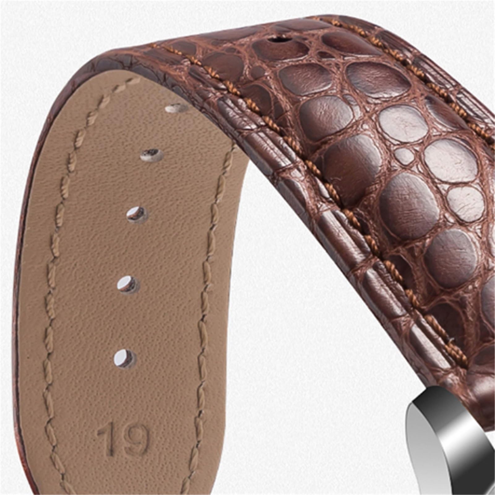 Generico Męski i damski pasek do zegarka z prawdziwej skóry z klamrą igłową do MasterWatchband(Brown White-Rose-B1,20mm)