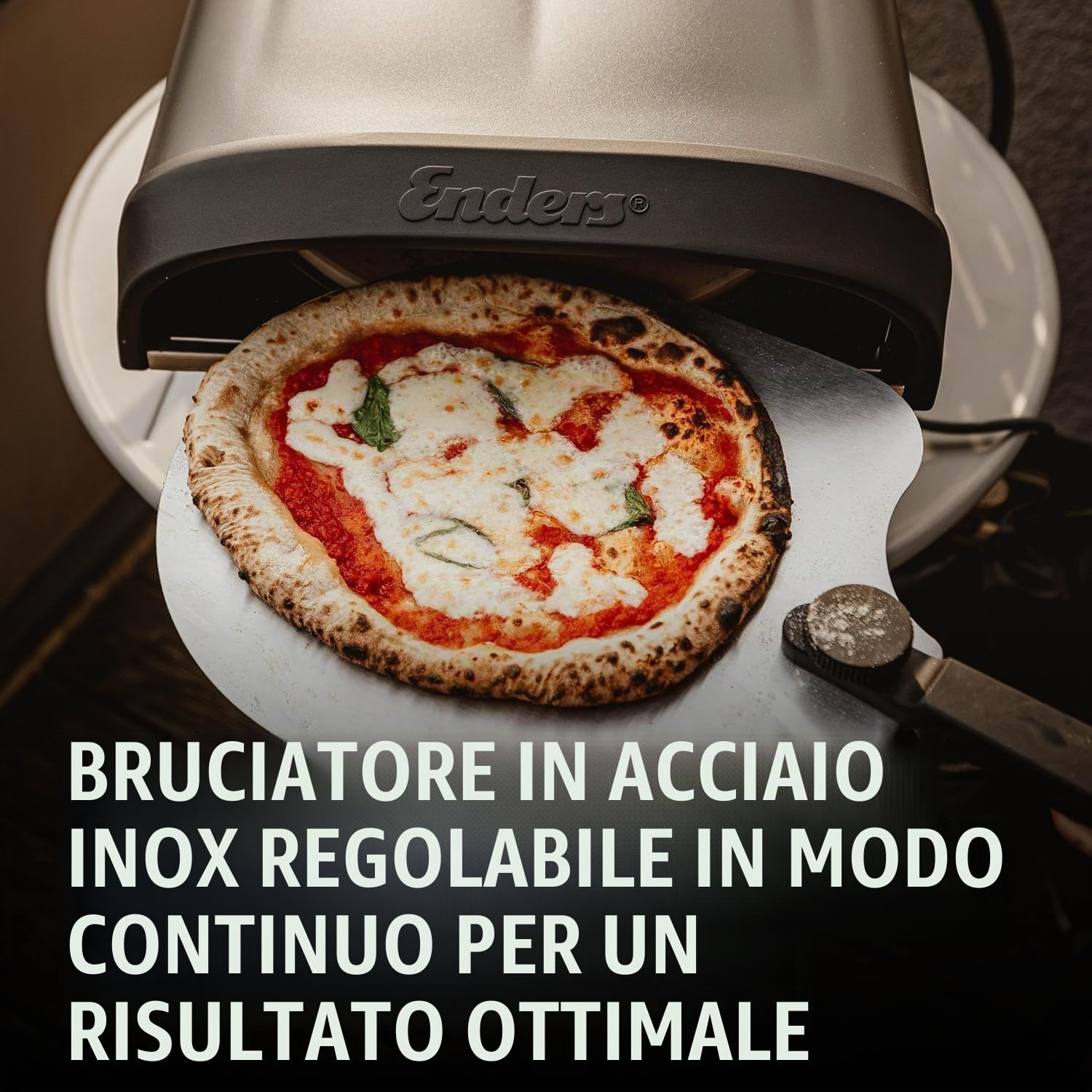 Enders Forno Pizza a Gas Paco Rotate da Esterno, Pietra per Pizza Ø 30,5 cm in cordierite inclusa, Termometro integrato e Bruciatore in Acciaio Inox regolabile, 30 mbar, 65 x 39 x 31 cm, #3131633