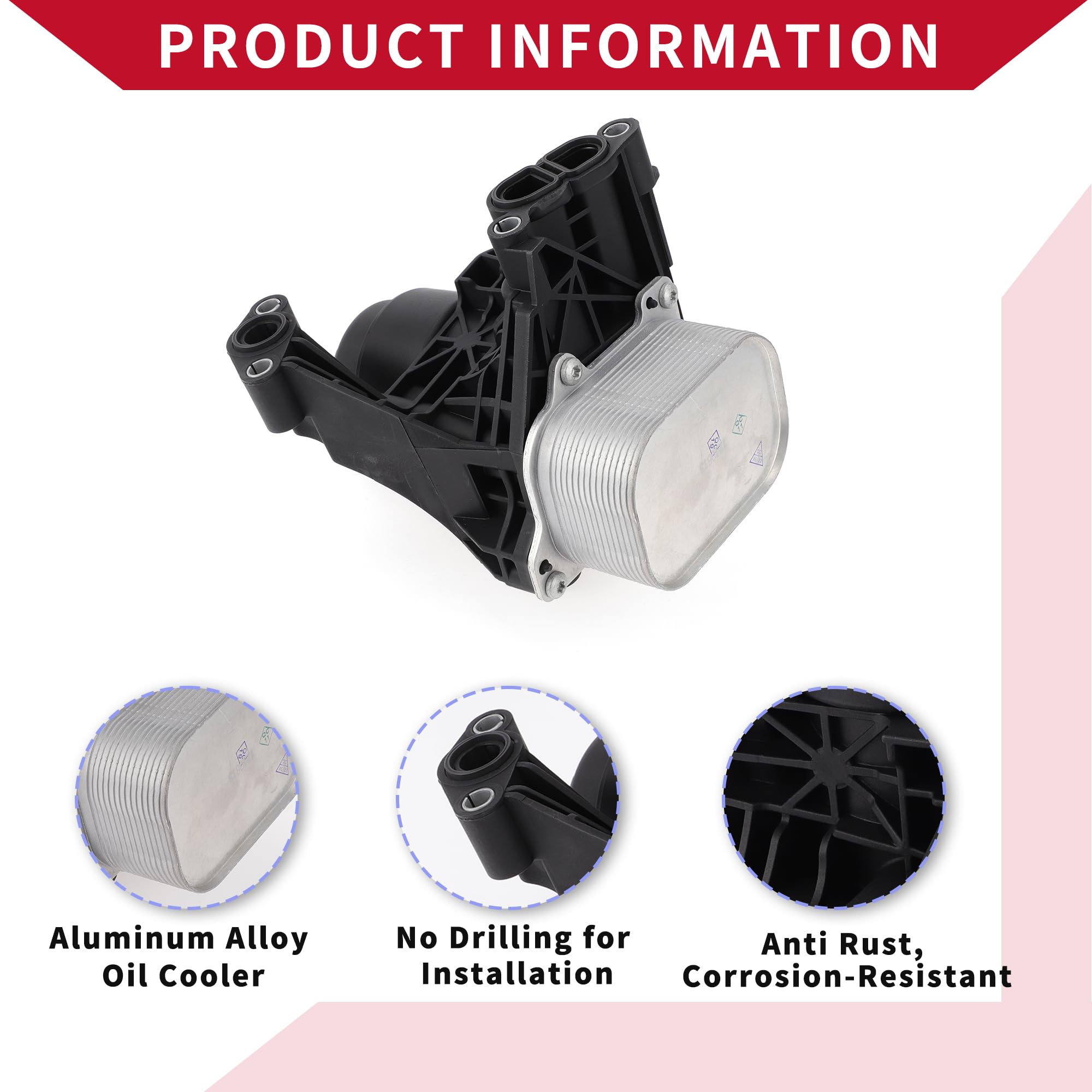 Carcasa Filtro Aceite Motor Para Volkswagen Golf 12-15 1 Pieza | Con Sensores, Aleación De Aluminio Y Plástico, Negro Y Plateado, No.03N115389A, Para Q3 Quattro 16-17, A3 12-16