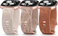Vista 7 de Minyee Paquete de 3 correas grabadas florales compatibles con Fitbit Versa 2/Versa Lite, silicona suave, patrón de flor de diente de león, correa