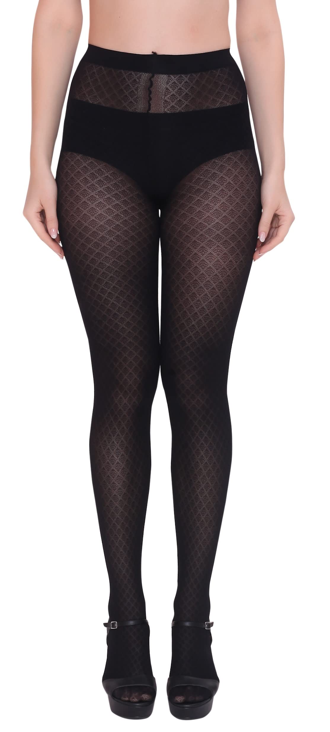 Women's/Girls's High Waist Pantyhose Texture Stylish Stockings, Free Size, Black