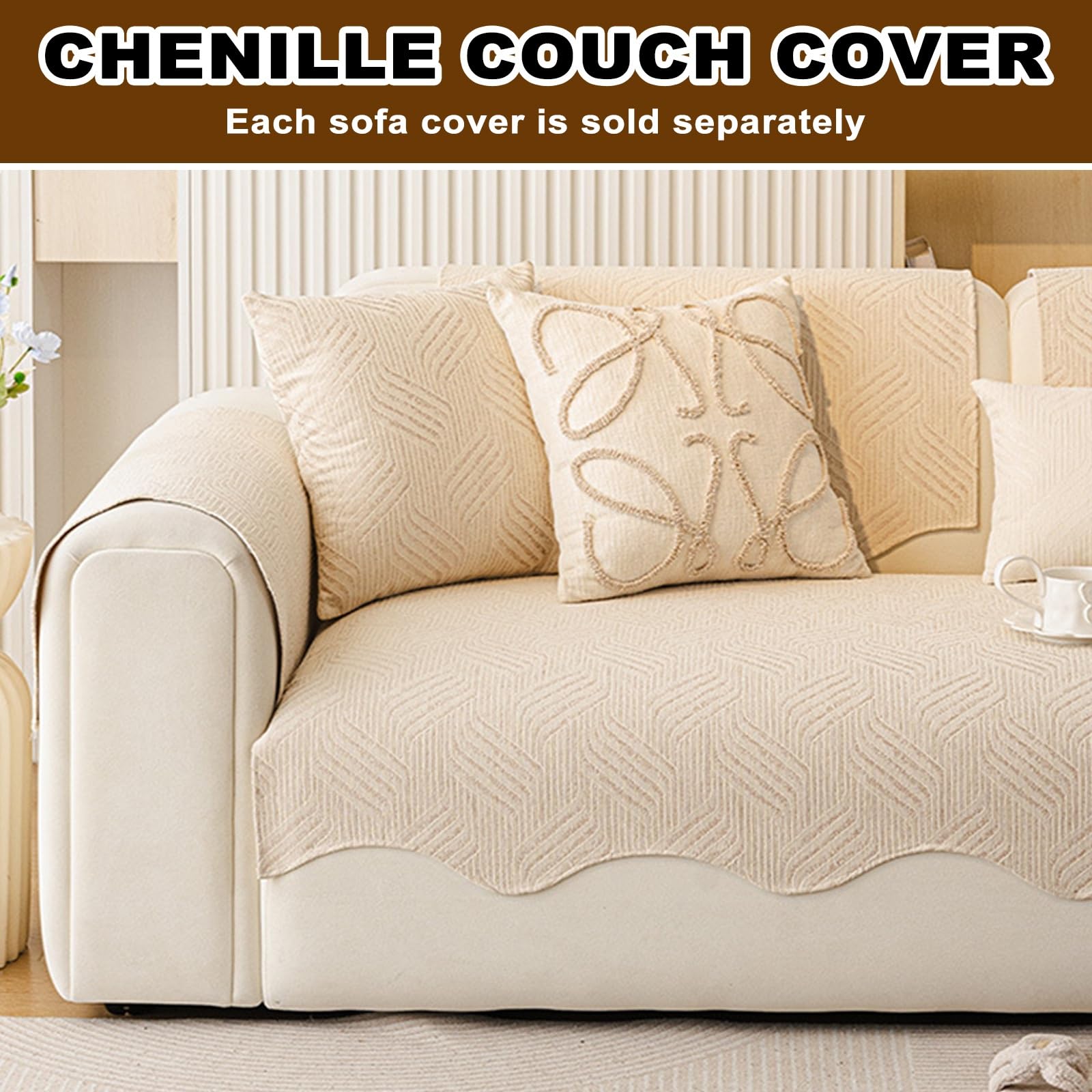Copridivano in ciniglia, morbido cotone, spesso, antiscivolo, lavabile, protezione per divano, 80 x 290 cm, perfetto per l'arredamento della casa e proprietari di animali domestici