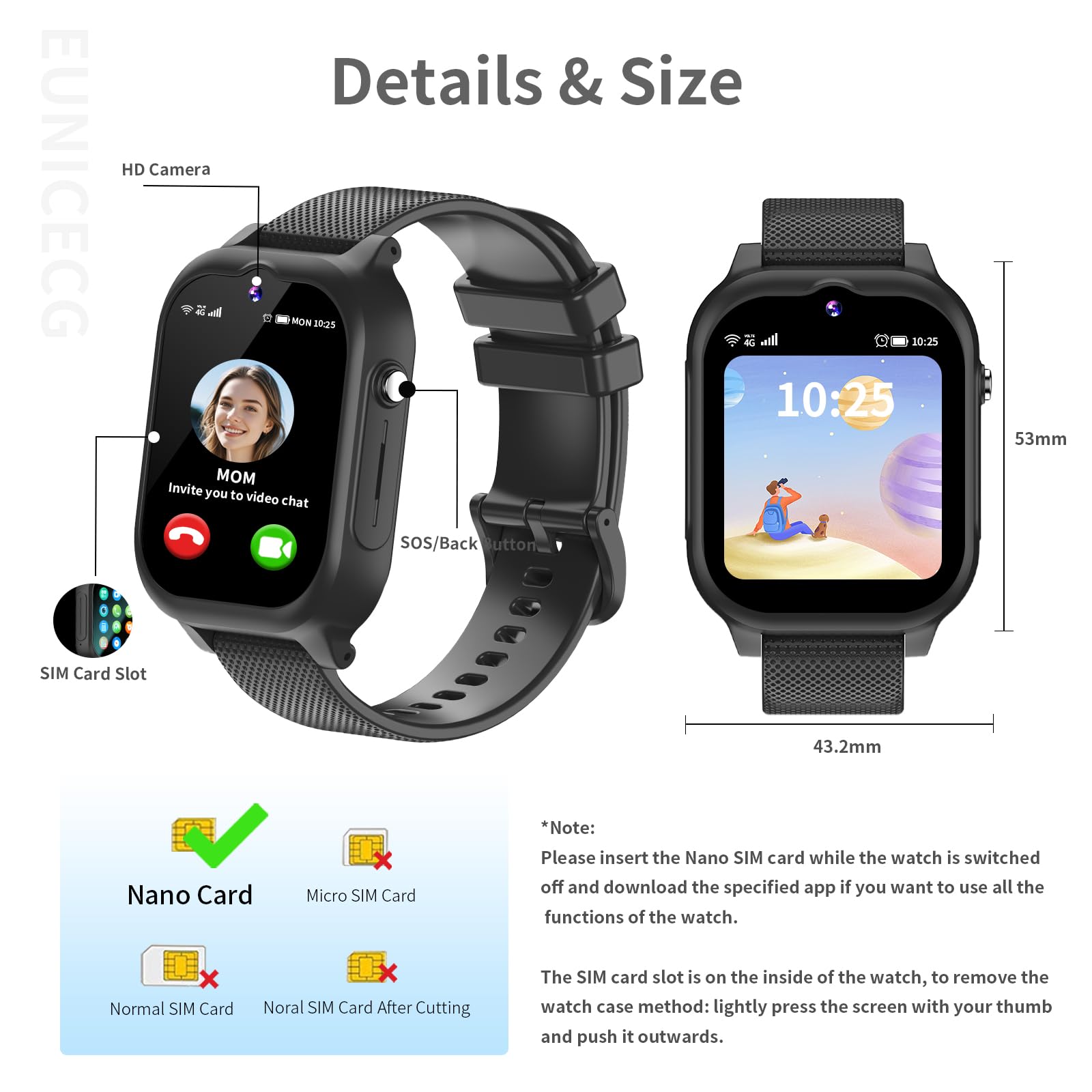 4G Smartwatch Dla Dzieci Chłopcy Dziewczynki Tracker GPS Telefon SOS Rozwołanie wideo Krokomierz Budzik HD Kamera Kalkulator Wodoodporne cyfrowe prezenty