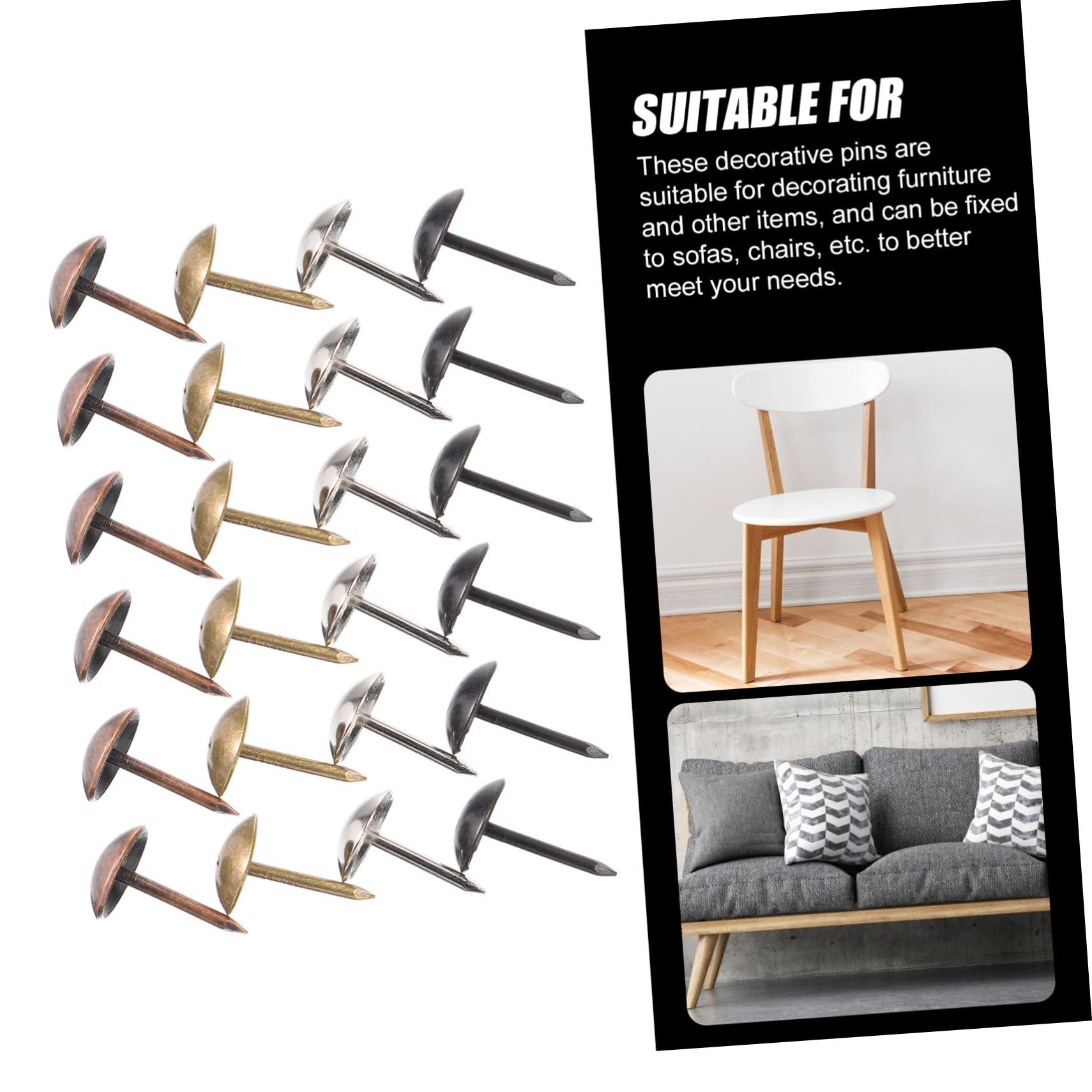 200Pcs Black Upholstery Tacks 9mm Antique Metal Thumb Nails - View #13