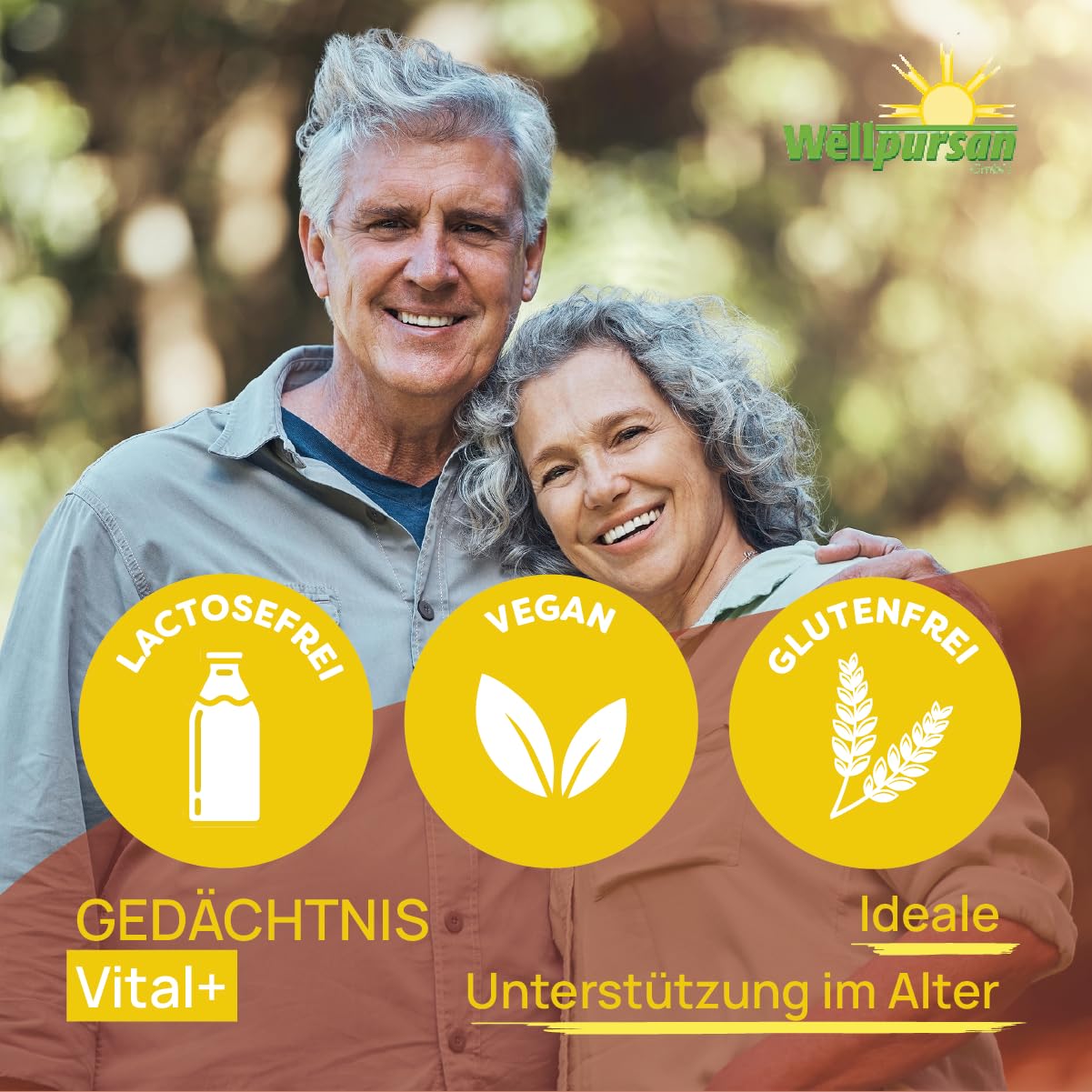 Wellpursan Gedächtnis vital+ 120 Kapseln, enthält Ashwagandha, Vitamin B12 und B6, Nahrungsergänzungsmittel zur Unterstützung von geistiger und körperlicher Leistungsfähigkeit, 100% vegan
