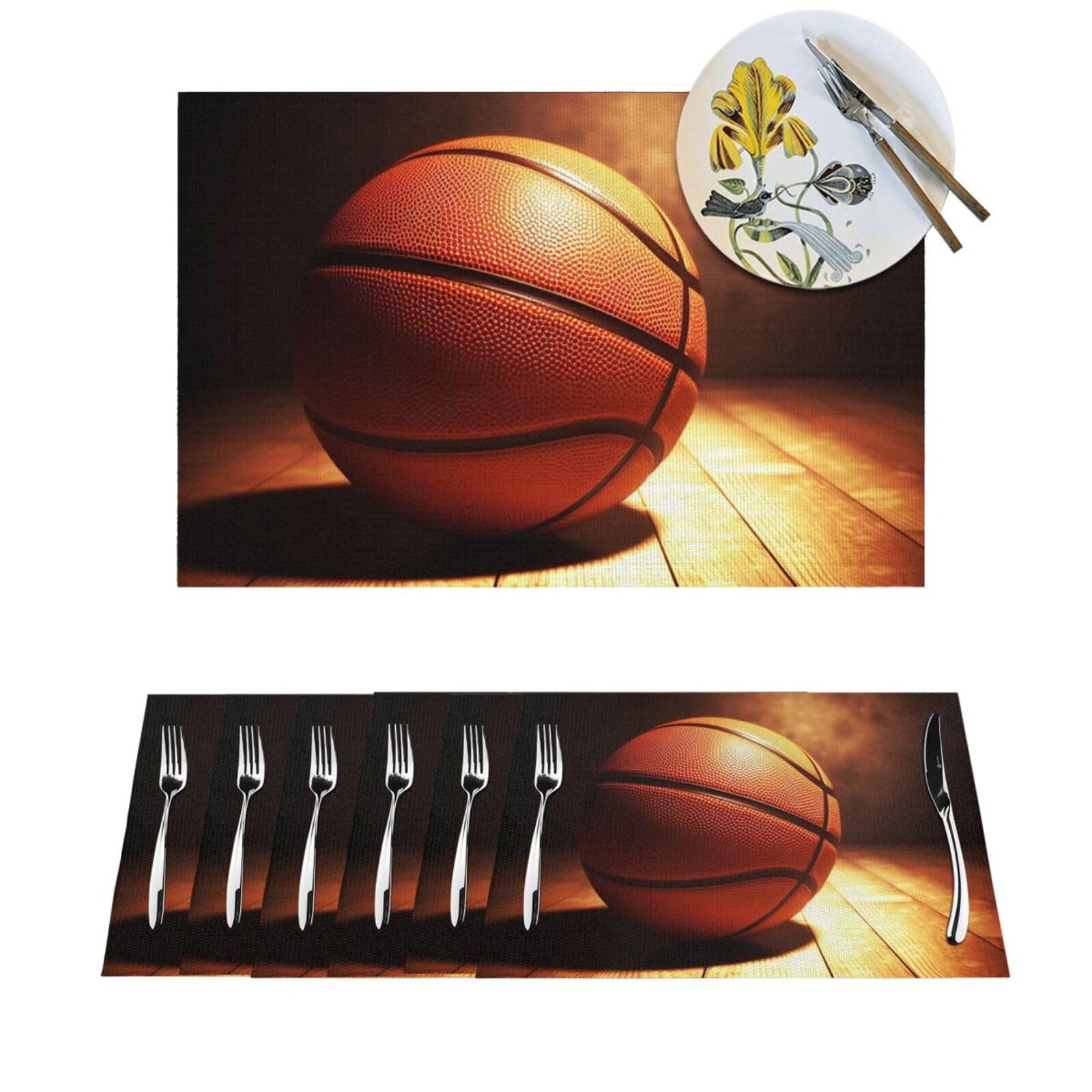 Sets de table salle à manger basket-ball en PVC tressé résistant lot de 6