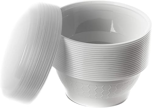 Miniatura 1 de EcoQuality Contenedores de preparación de comidas paquete de 10 cuencos redondos blancos con tapas, caja Bento para almacenamiento de alimentos,