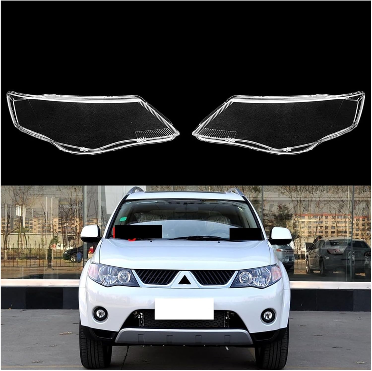 Lyjstore Compatible For Mitsubishi Outlander EX 2007 2008 2009 Car Headlight Cover Headlamp Glass Lens Auto Shell Transparent Lampshade Caps Auto Parts
