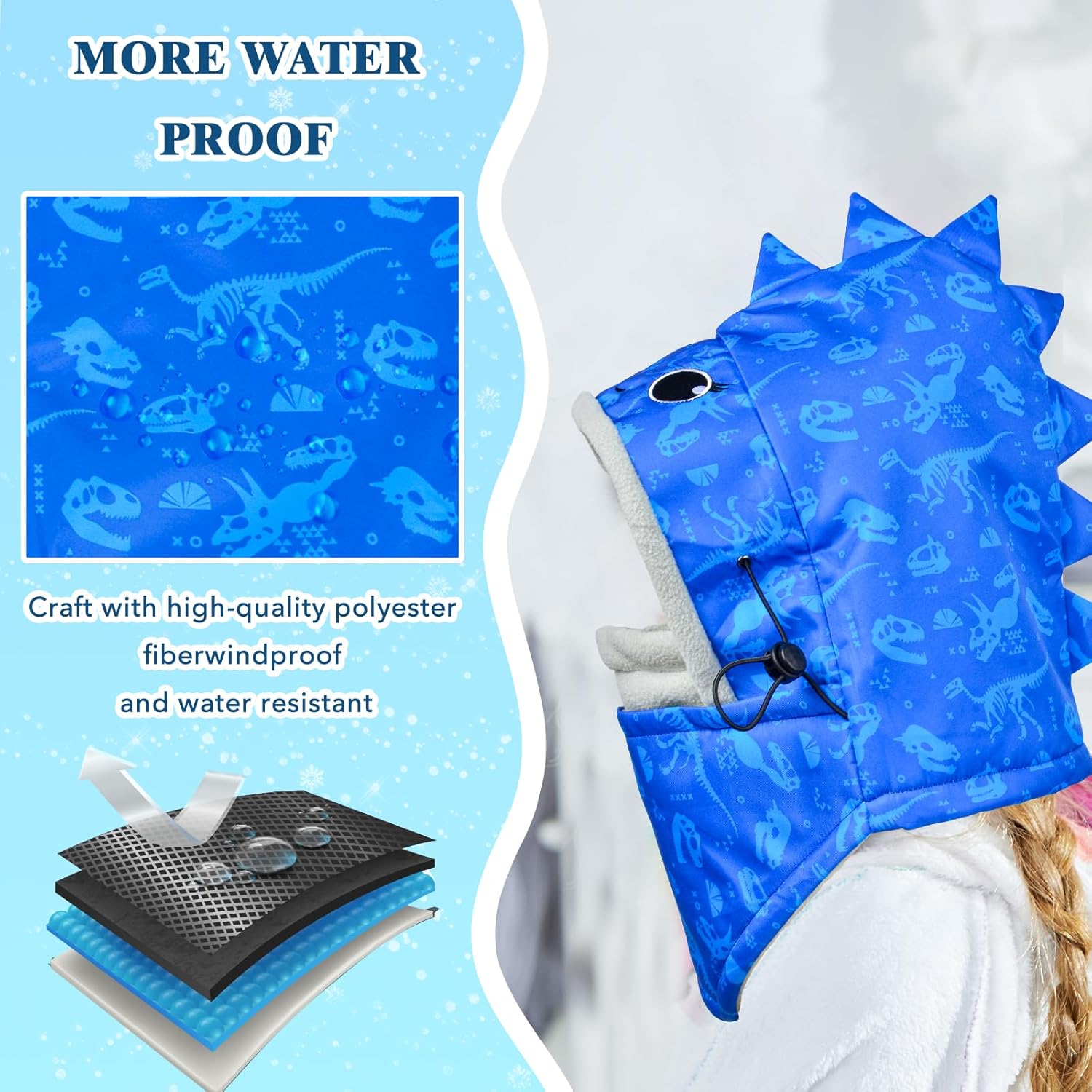 Kids Winter Windproof Hat, Unisex Children Heavyweight Balaclava for Kids, Ski Mask with Thick Warm Fleece Face Cover - Image 3