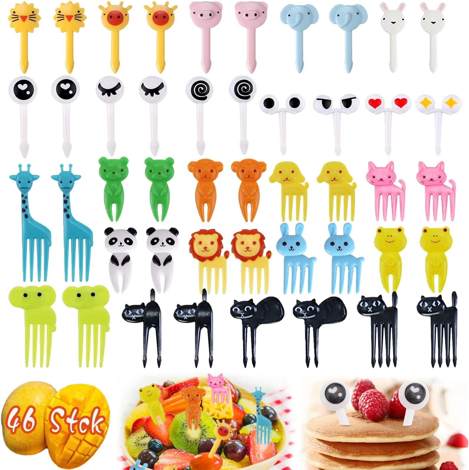 Mini Tenedores Infantiles Fruta 24 Piks Para Comida Infantil - Diseños Divertidos (abejas, Mariquitas) Bento Box Kids