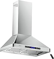 Vista 1 de EKON Campana extractora de pared de 30 pulgadas, campana extractora convertible sin conductos de acero inoxidable 900CFM con control táctil de 4