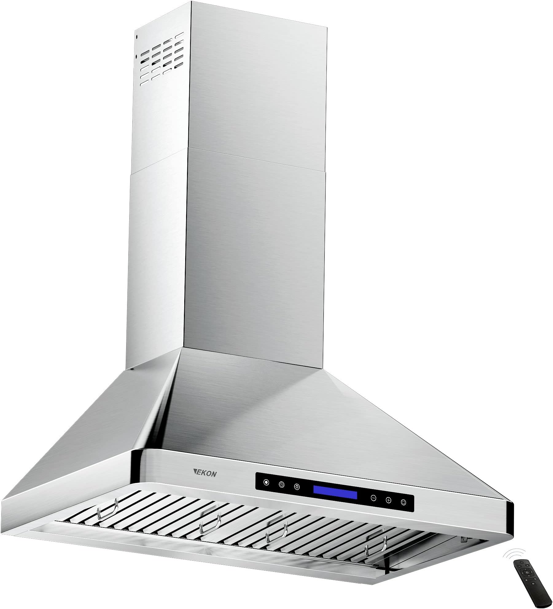 EKON 36 Inch Wall Mount Range Hood, 900 CFM Stainless Steel Kitchen Chimney Vent Hood, Ducted/Ductless Convertible, 4-Speed Touch & Remote Control, Rounded Corner Design(NAP02R-36)
