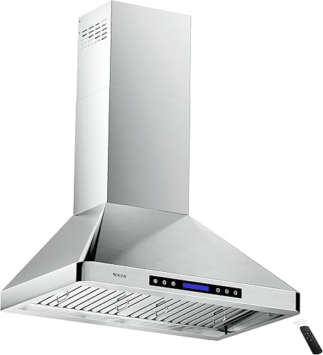 EKON Campana extractora de pared de 30 pulgadas, campana extractora convertible sin conductos de acero inoxidable 900CFM con control táctil de 4