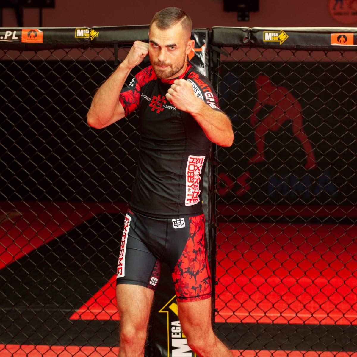 Koszulka kompresyjna z krótkim rękawem Rashguard Hardcore Training Rash Guard, męska koszula kompresyjna, MMA, bokserska, koszulka funkcyjna, męska koszulka z krótkim rękawem, koszulka kompresyjna, męska koszulka do biegania, koszulka sportowa..