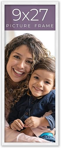 Marco de fotos de madera real blanca de 9 x 27 pulgadas de ancho de 0.75 pulgadas  Profundidad del marco interior de 0.5 pulgadas  Marco de fotos