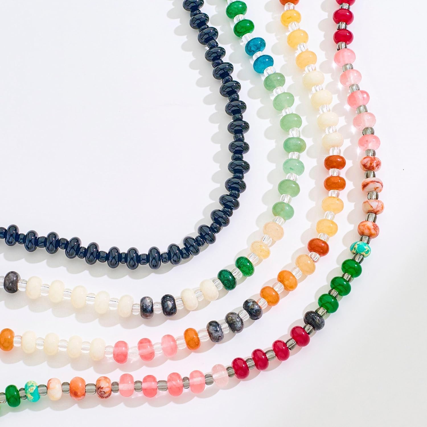 Colorful Beaded Choker Necklaces for Women Large Natural Stone Bead Boho Necklace Trendy Jewelry Gifts 16+3 Inches