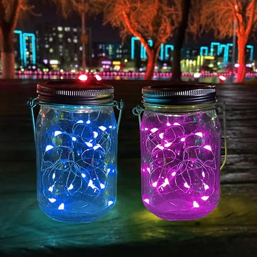 Miniatura 4 de Luces LED de hadas con tapas de tarros de masón, luces de luciérnaga, luces solares de hadas para iluminación al aire libre, luces LED de paisaje,