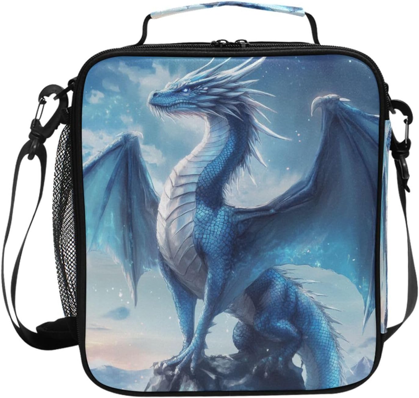 Kids Lunch Box Blue Dragon Insulated Lunch Bags Boys Girls with Adjustable Strap Cooler Meal Box School Office