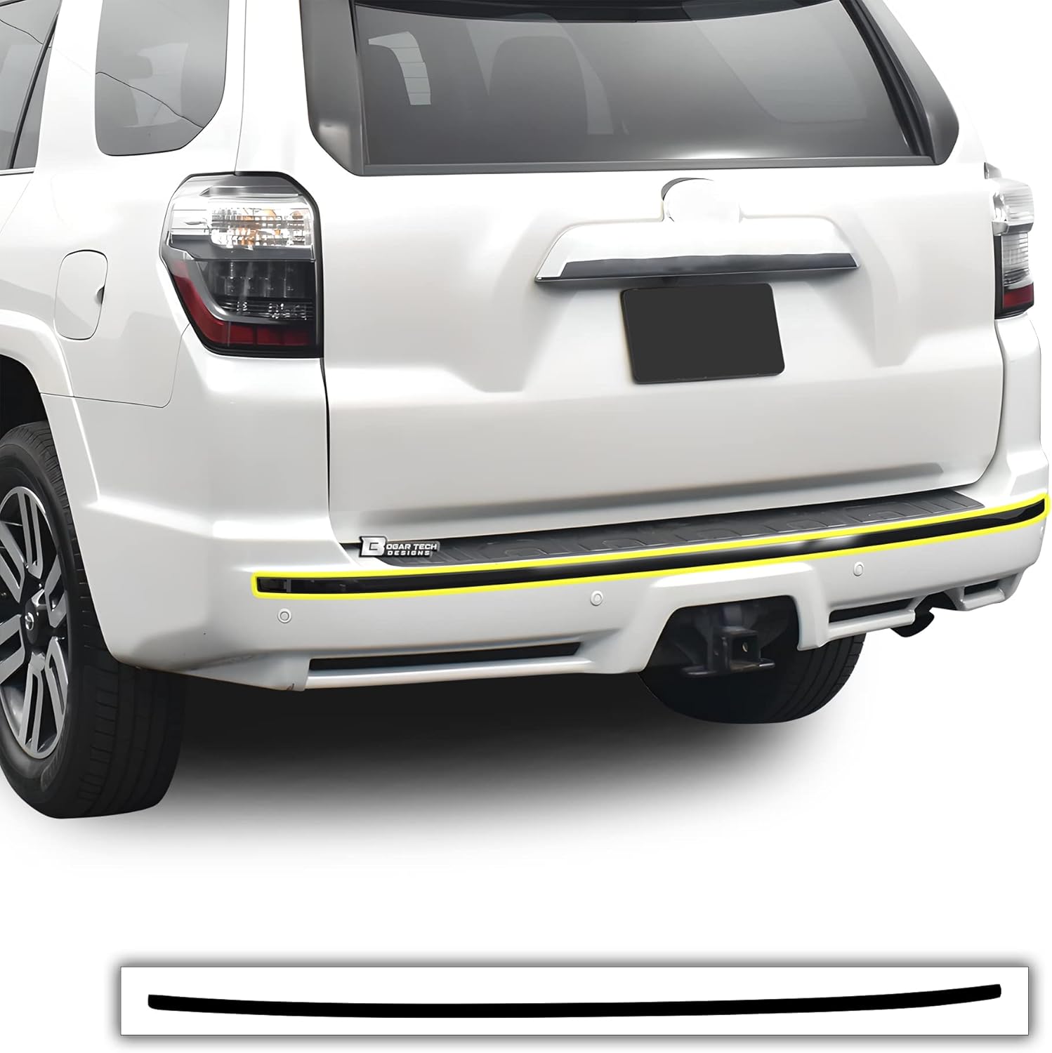 BOGAR TECH DESIGNS for Toyota 4Runner Limited 2014-2024 Rear Bumper Chrome Delete – Precut Vinyl Trim Overlay, Gloss Black Blackout Look