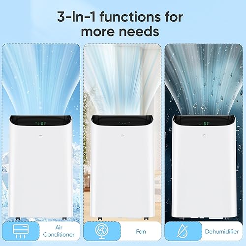 Miniatura 3 de Aire acondicionado portátil de 12,000 BTU que enfría hasta 500 pies cuadrados, unidad de CA portátil 3 en 1 de eficiencia energética con control
