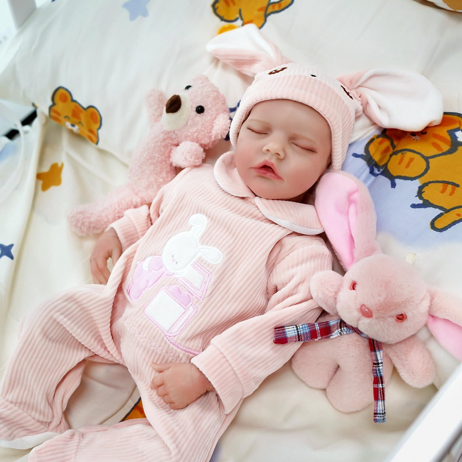 Miaio Reborn Baby Dolls, Lifelike Reborn Baby Dolls, 17 Inch Realistic Newborn Baby Dolls, American Sleeping Girl Real Life Dolls with Clothes and Toy Accessories Gift for Kids Age 3+, Pink