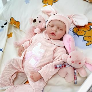 Miaio Reborn Baby Dolls, Lifelike Reborn Baby Dolls, 17 Inch Realistic Newborn Baby Dolls, American Sleeping Girl Real Life Dolls with Clothes and Toy Accessories Gift for Kids Age 3+