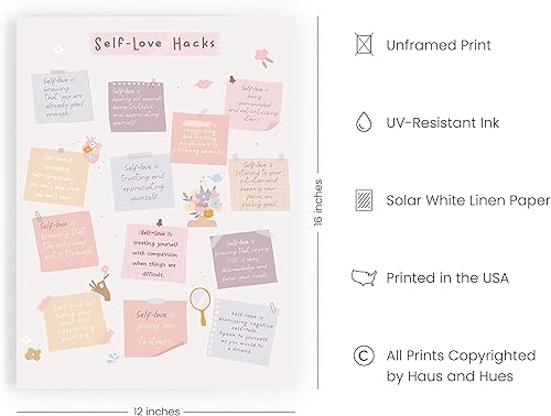 Miniatura 2 de HAUS AND HUES Pósteres inspiradores para niñas adolescentes  Pósteres motivacionales para la oficina, impresión de citas de amor propio, carteles de