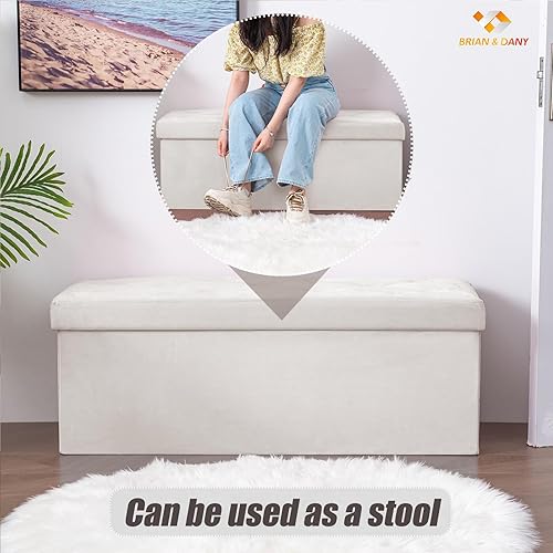 Miniatura 77 de BRIAN & DANY Banco otomano plegable de almacenamiento, otomana con almacenamiento, reposapiés, asiento para dormitorio, sala de estar, entrada,