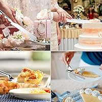 Vista 7 de Juego de Corte de Pastel para Boda, Elegante Juego de Cuchillo y Servidor de Pastel con Bordes Redondeados de Acero Inoxidable Engrosado, Cortador