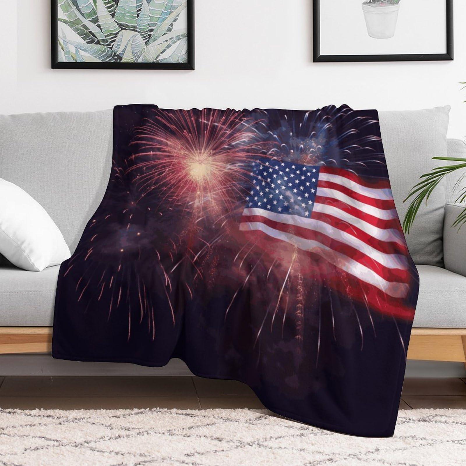 Grande couverture polaire lit plaid clim américain drapeau doux 152x203cm
