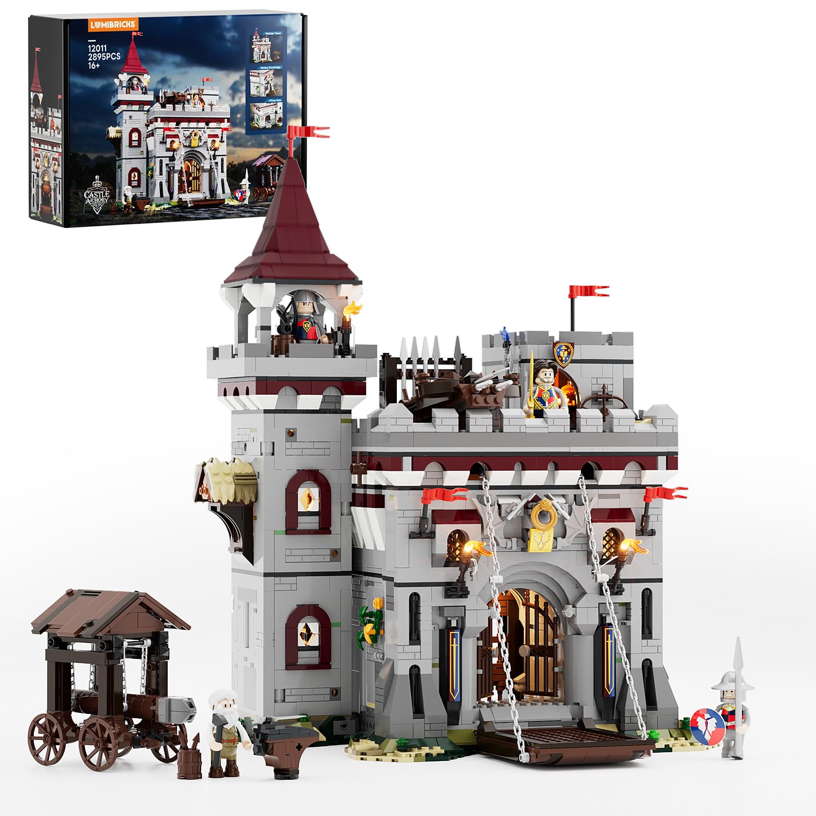 Lumibricks Medieval Castle Armory Lighting Building Bricks Set - Middle Ages City Town Mo…
