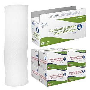 Dynarex Stretch Gauze Bandages 4 x 4 1 yds Non-Sterile Latex-Free Provides Wound Care in Medical and Home