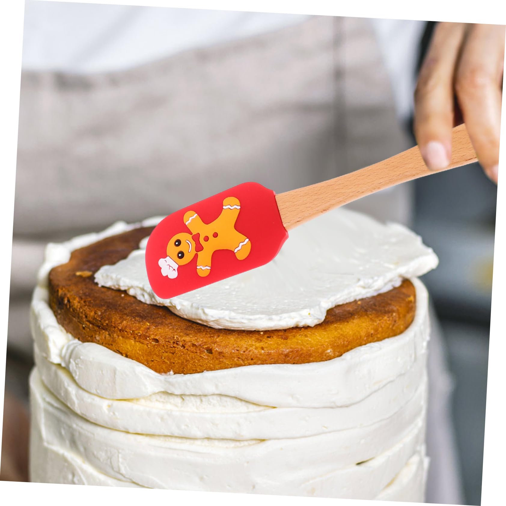4 Piezas Espátulas de Silicona para Crema de Navidad Resistentes al Calor Utensilios para Hornear Tartas Surtidos Colores Festivos