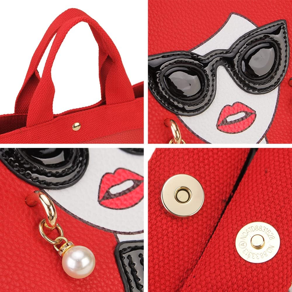 Funky Lady Face Purse for Women Casual Shopping Bag Top Handle Satchel Handbags Pu Leather Shoulder Bag Totes | Funky Lady Face, Casual Shopping Bag, Top Handle, Pu Leather