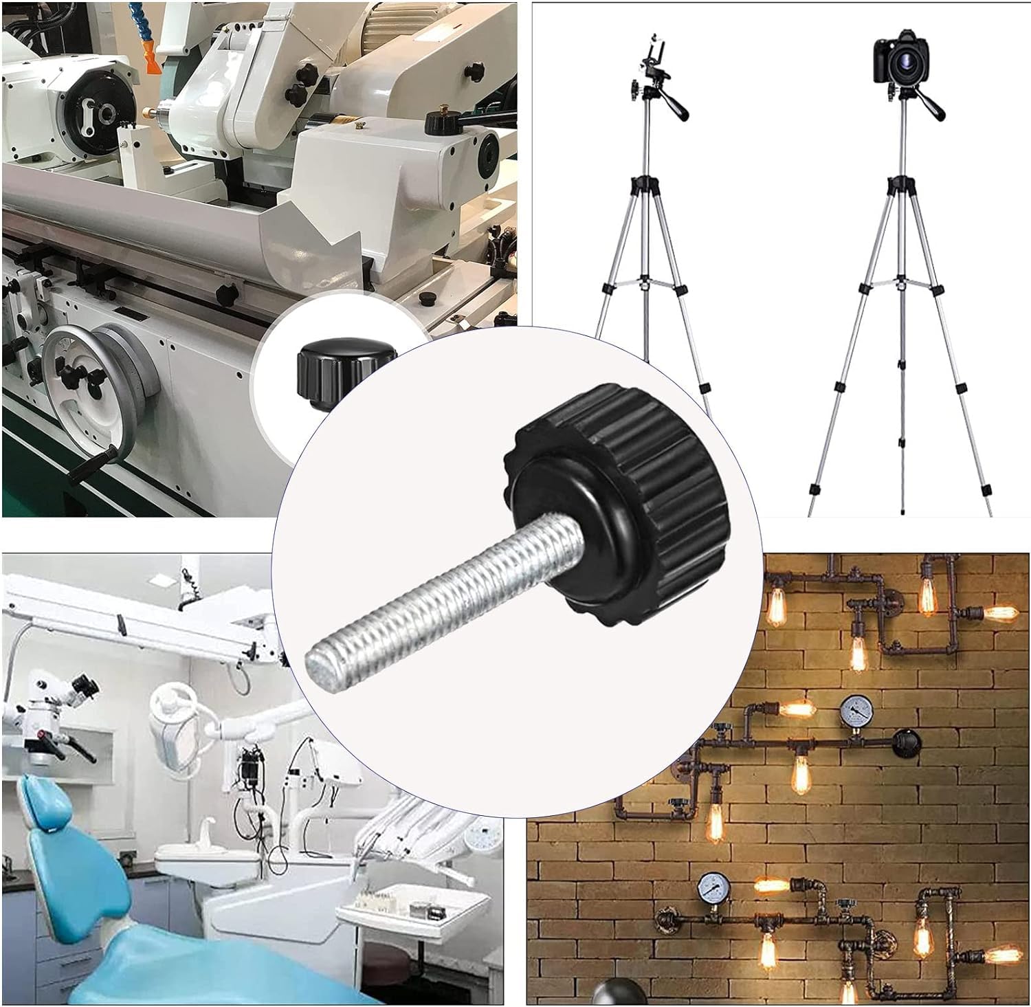 4 Set Manopole Zigrinate M4 X 30mm - Con Viti, Dadi E Rondelle, Testa 14mm In Plastica - Foto 7