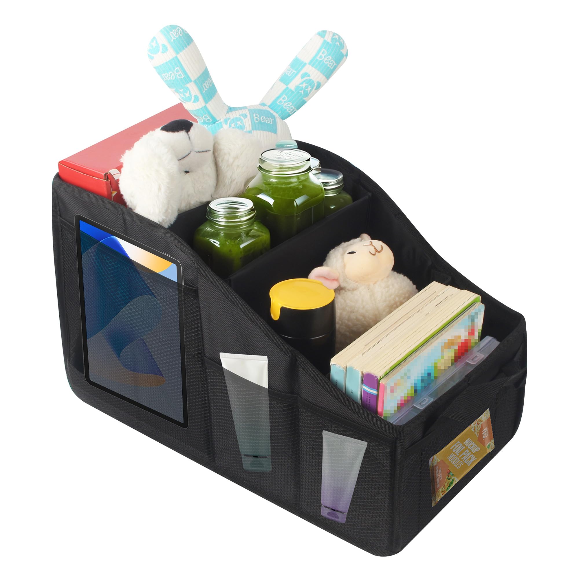 Organizador Maletero Coche, Organizador Asiento Coche, 46x27x25cm Organizador Asiento Coches Niños con Asas Divisorias, Organizador de Coches per Riporre Giocattoli e Libri (L)
