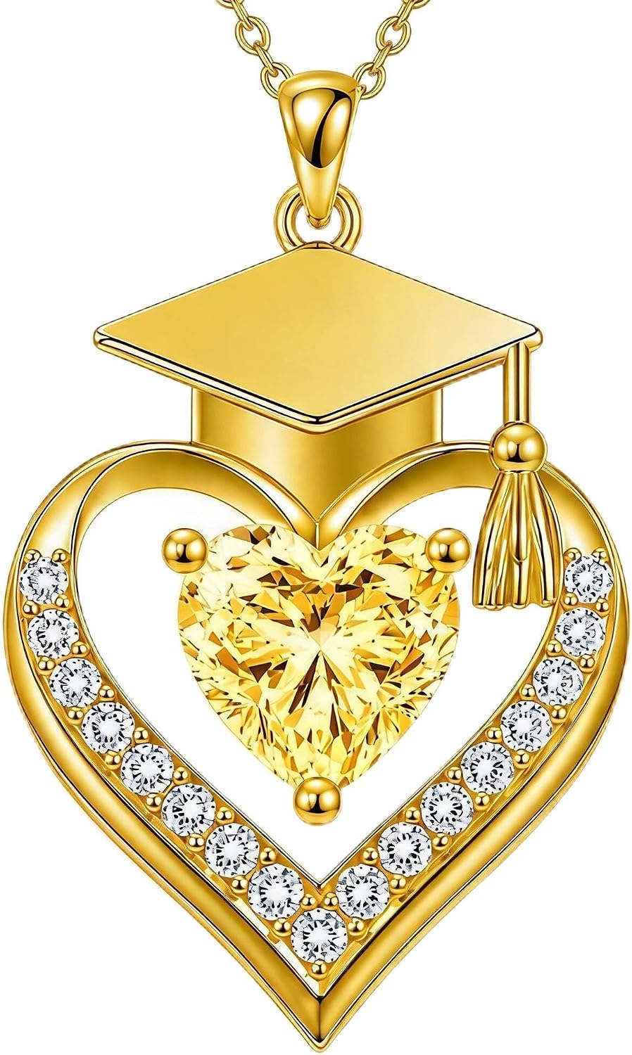 Midari Class of 2026 Graduation Gift – 18K Gold Heart Birthstone Necklace for Women, College High School Graduation Jewelry Gift for Her, 12 Birthstone Colors