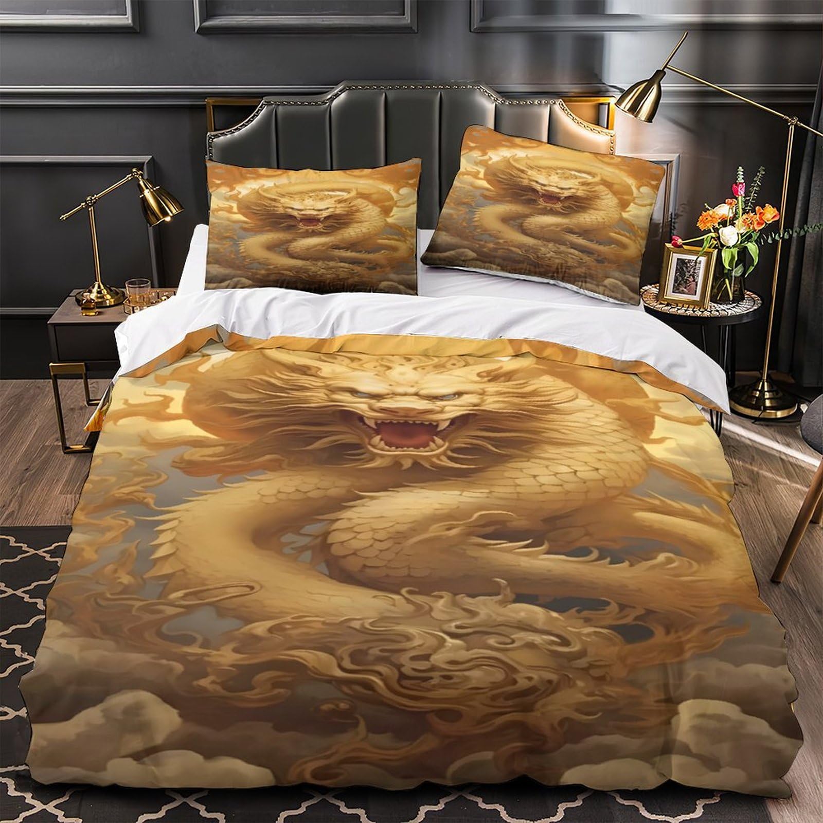 Housse de couette fermeture éclair lit King en microfibre hypoallergique sans plis