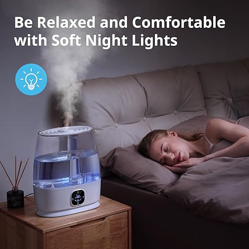 Miniatura 7 de Humidificadores para dormitorio y hogar, humidificador de aire de niebla fría y cálida de 6 L para habitación grande, guardería, 50 horas, fácil de
