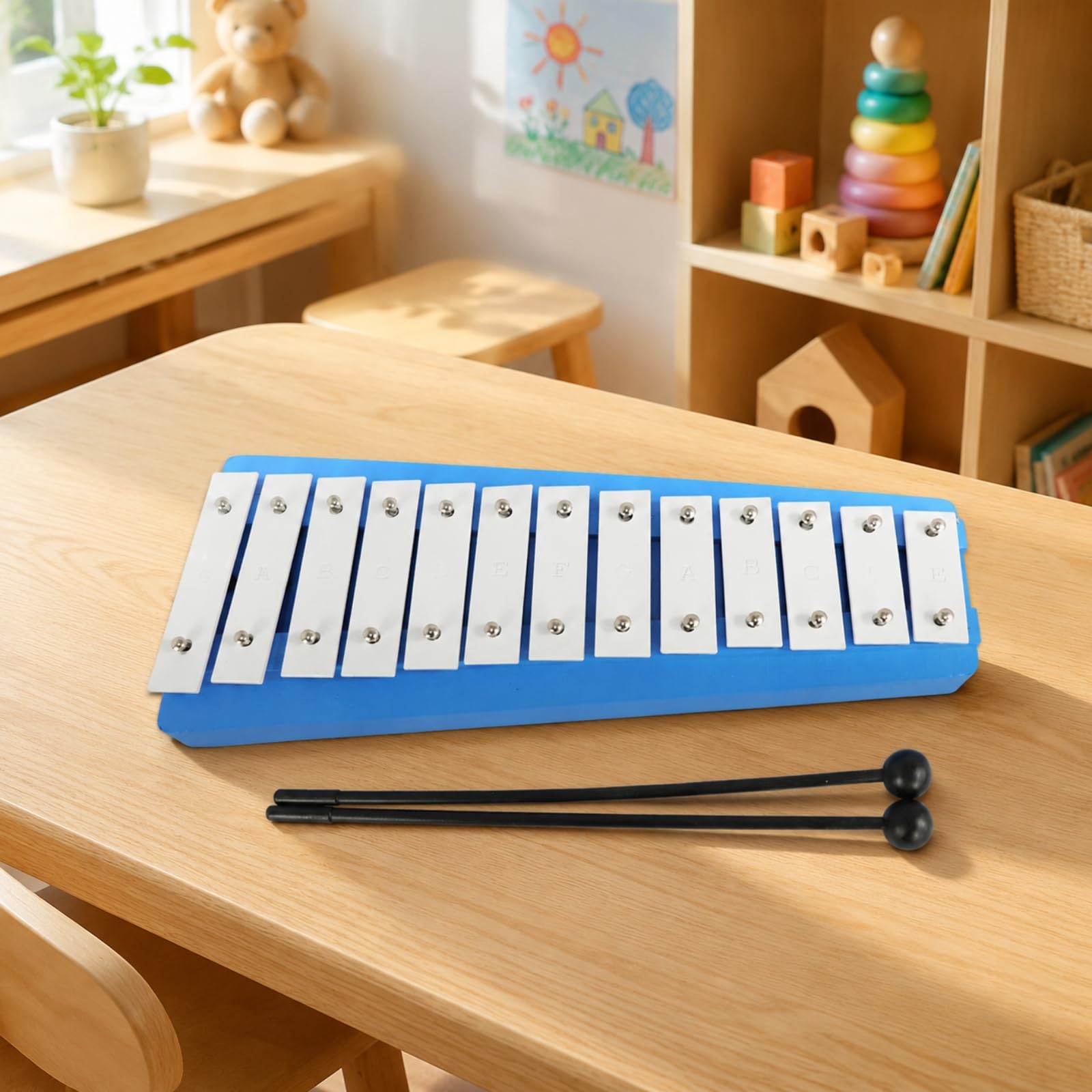 Gralara Metallof Stile Percussion Adatto Ai Bambini Metallof con Mazze Risonanza Chiara Glockenspiel per Aula Scolastica