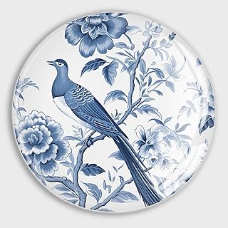 Imán magnético para nevera, diseño floral y pájaro, color azul índigo floral y pájaro, imán para nevera, imanes para nevera, cocina, oficina, pizarra, aula